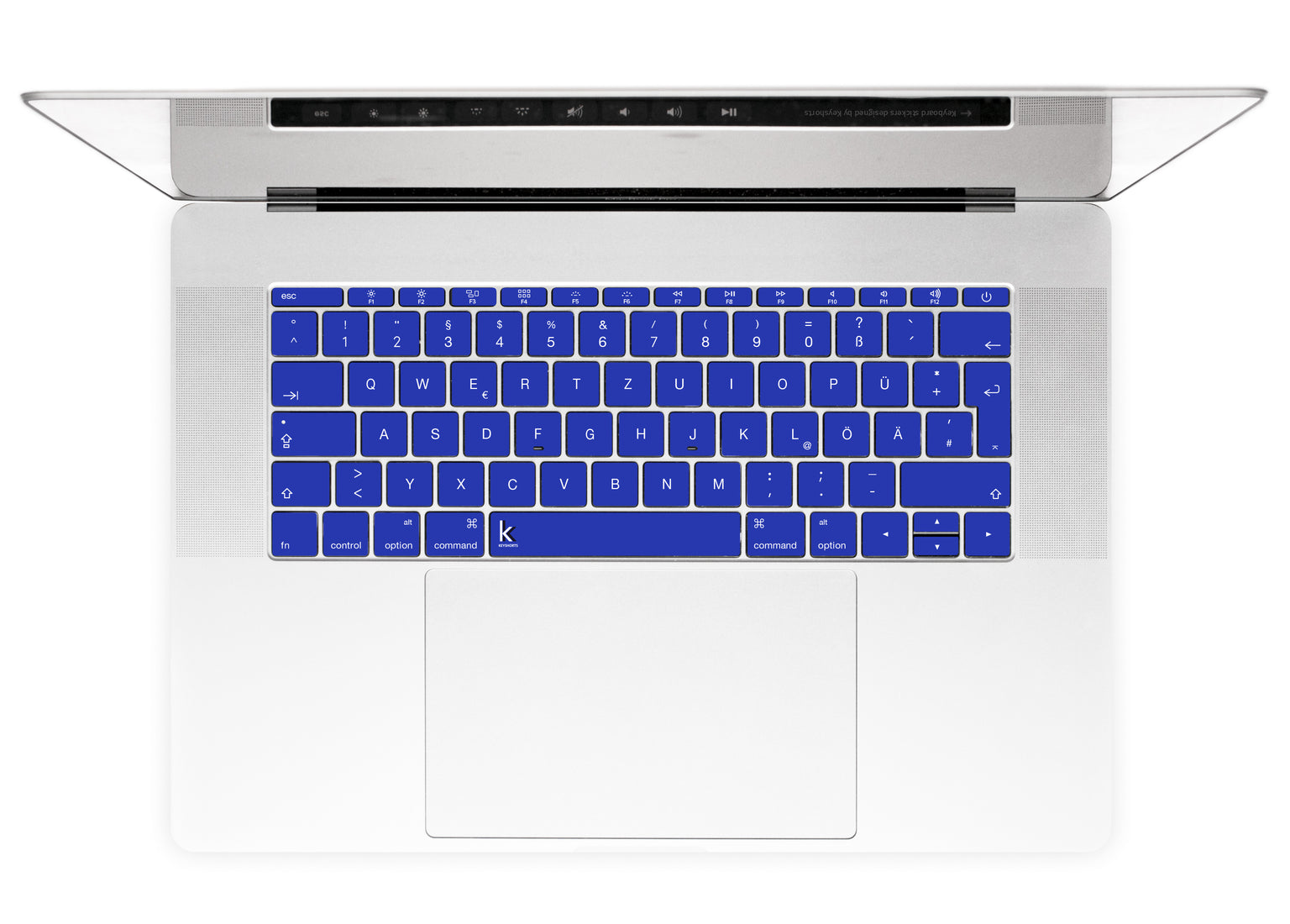 Electric Blue MacBook Keyboard Stickers alternate German keyboard