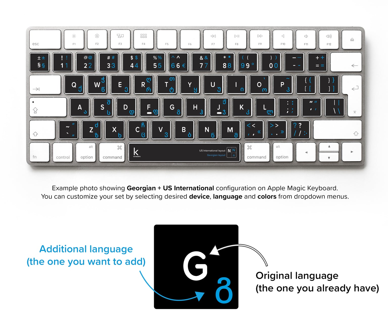 Georgian Bilingual Keyboard Stickers for Mac