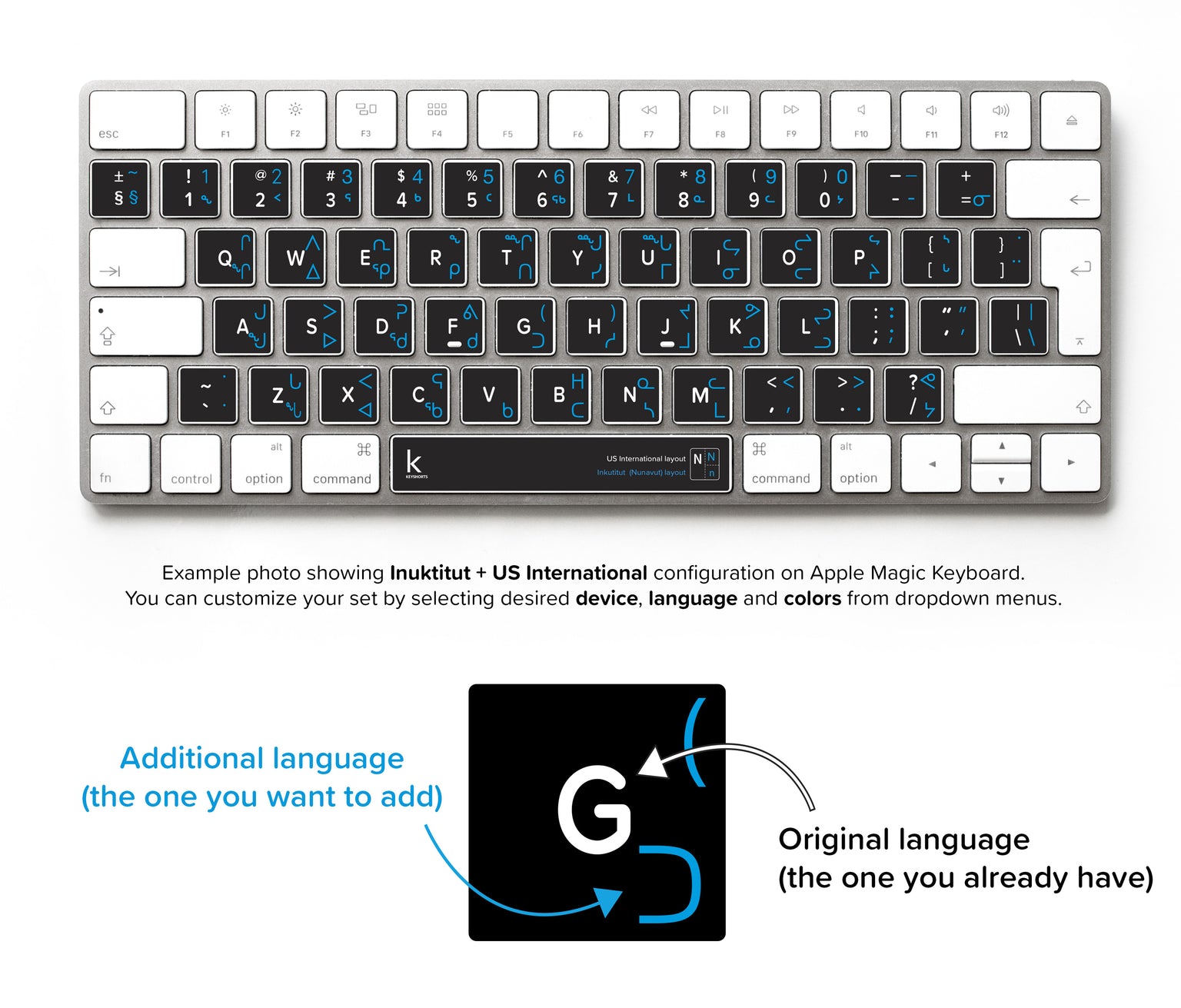 Canadian Aboriginal Syllabics (Inuktitut) Bilingual Keyboard Stickers for Mac