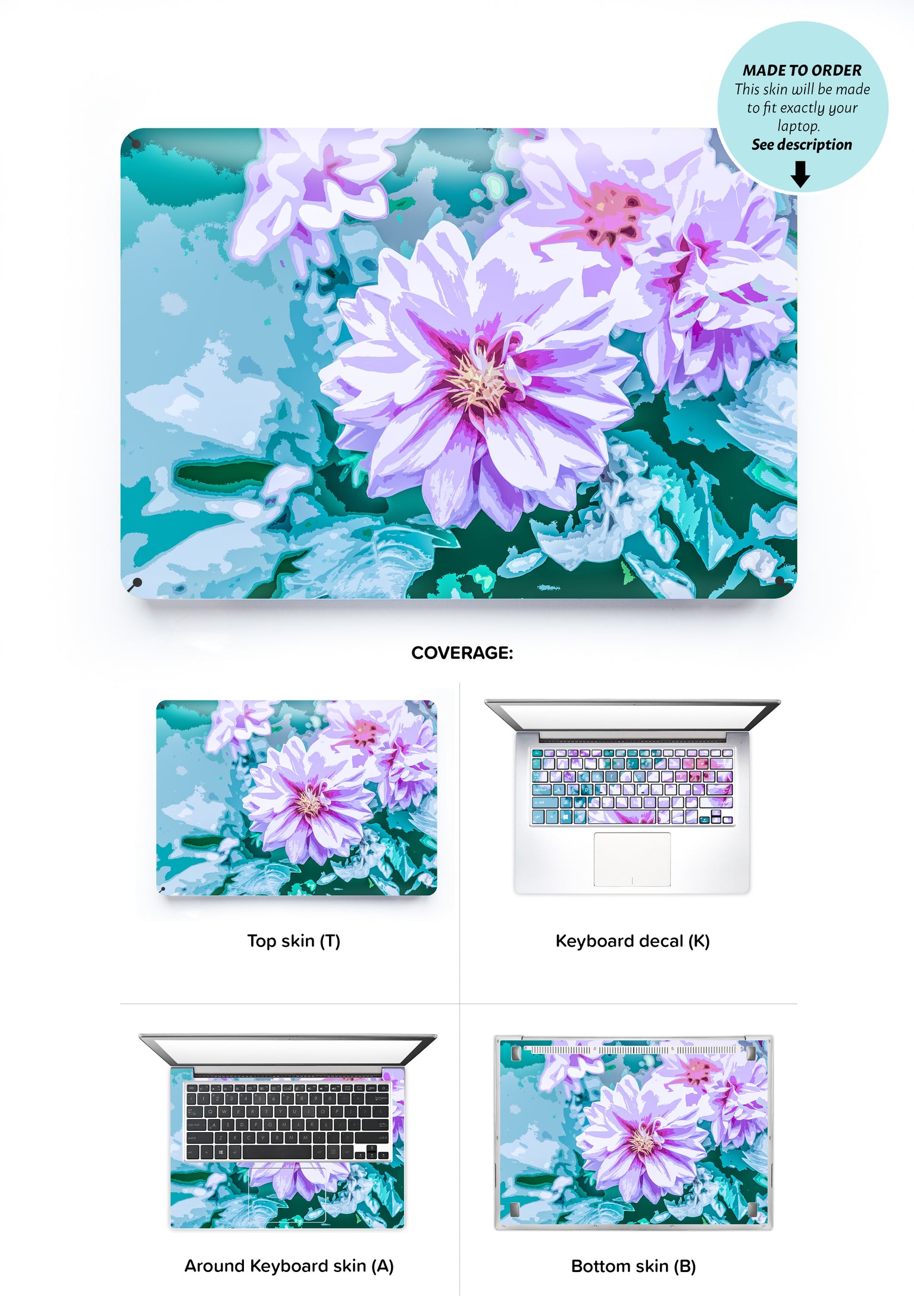 June Flowers Laptop Skin