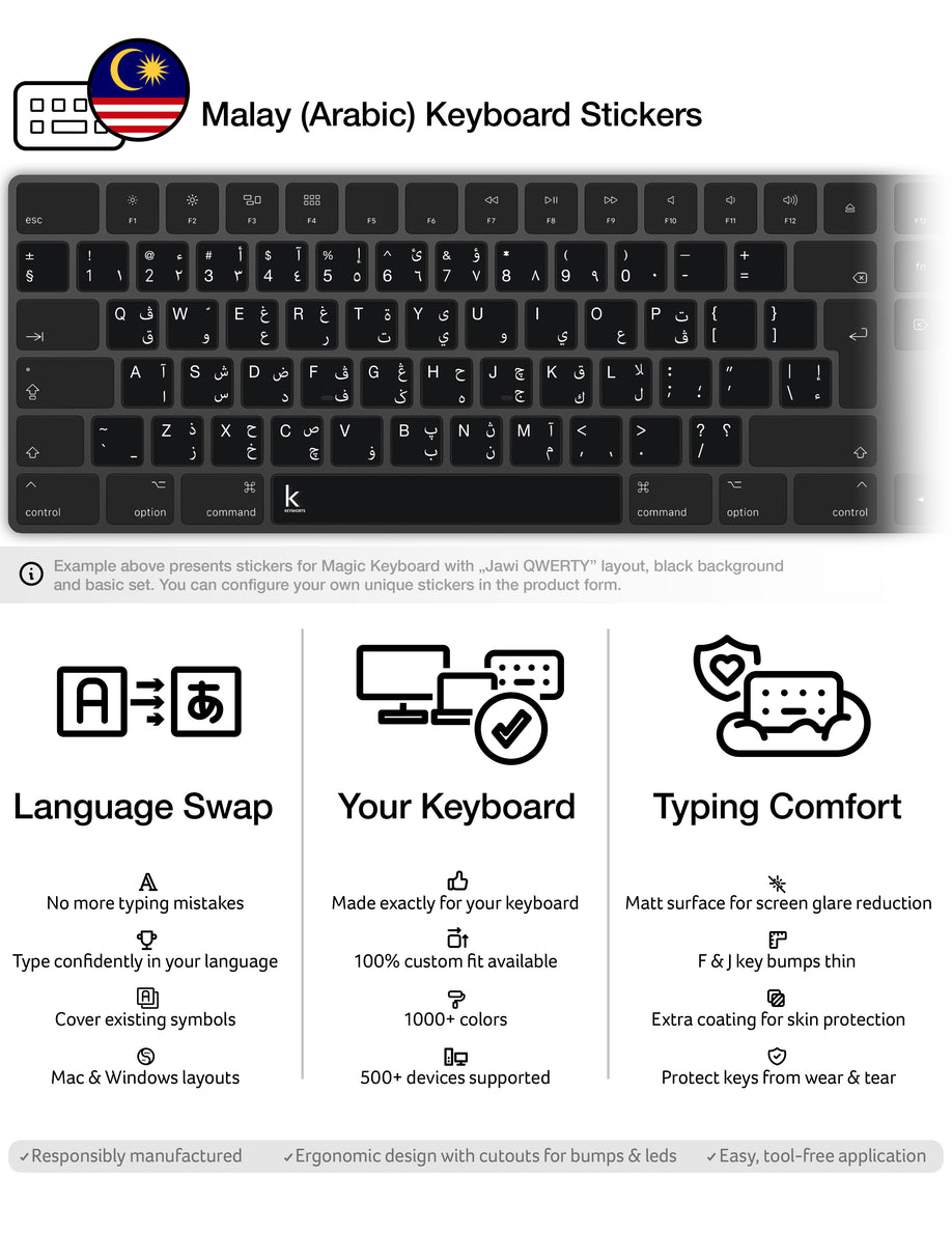 Malay (Jawi) Keyboard Stickers | Keyshorts