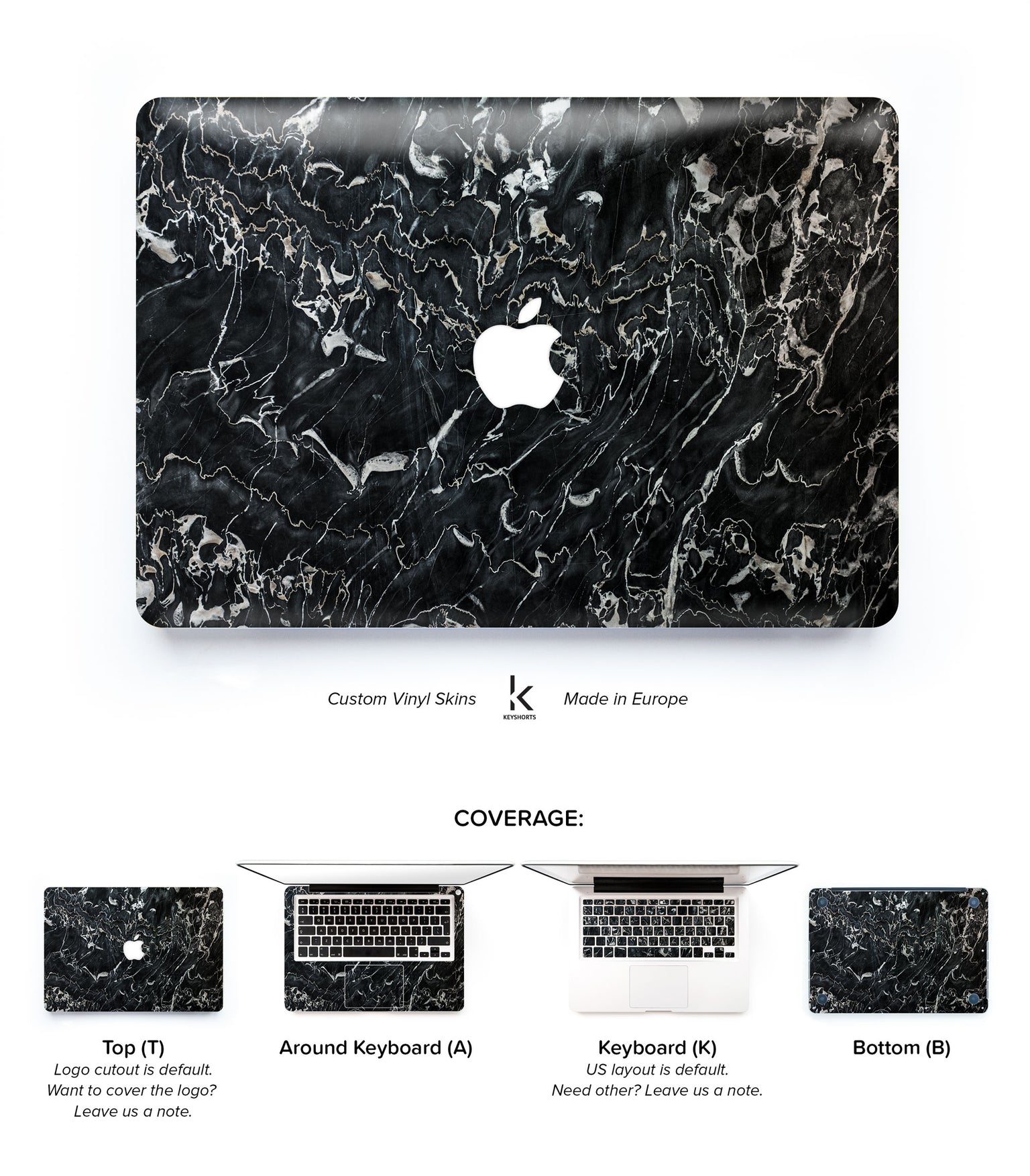 Marsala black marble MacBook skin