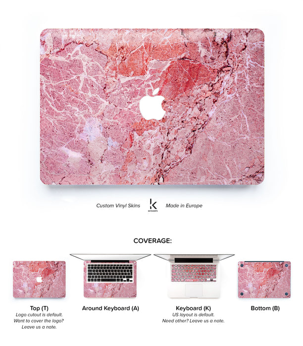 Marsala pink marble MacBook skin