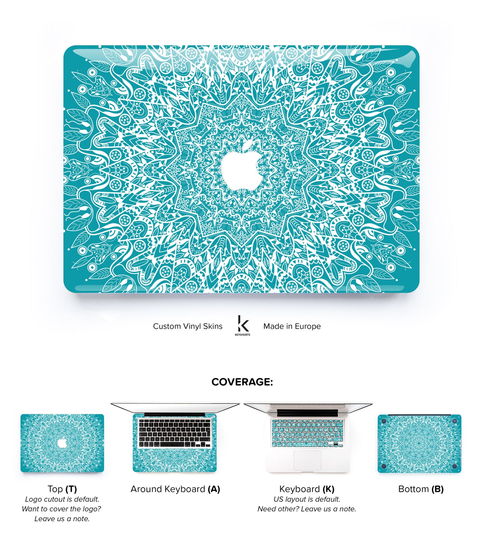 Mint Mandala MacBook Skin at Keyshorts.com - 1