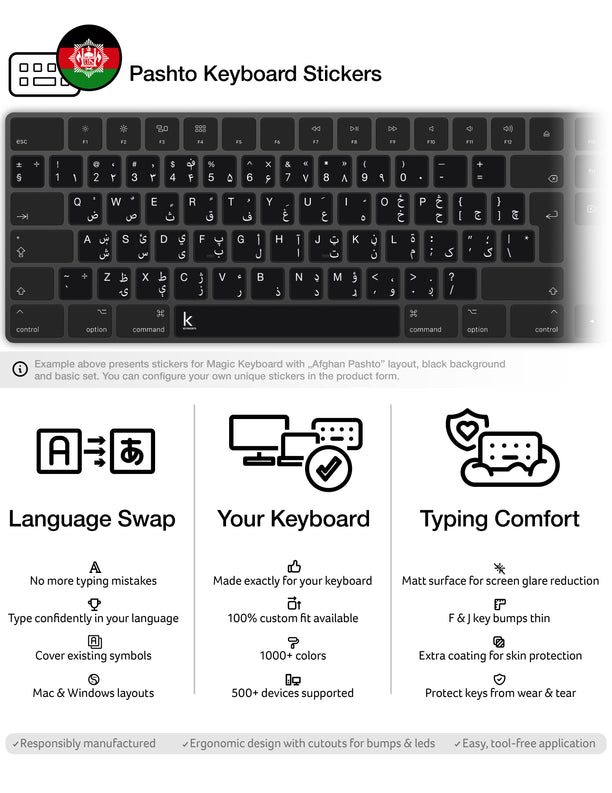 Pashto Keyboard Stickers