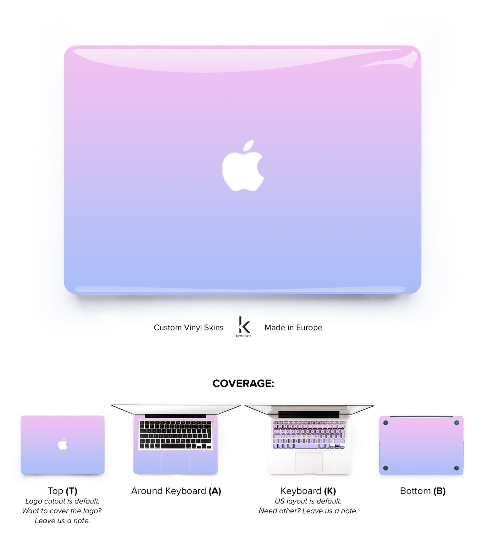 Purple Pink Ombre MacBook Skin at Keyshorts.com - 1