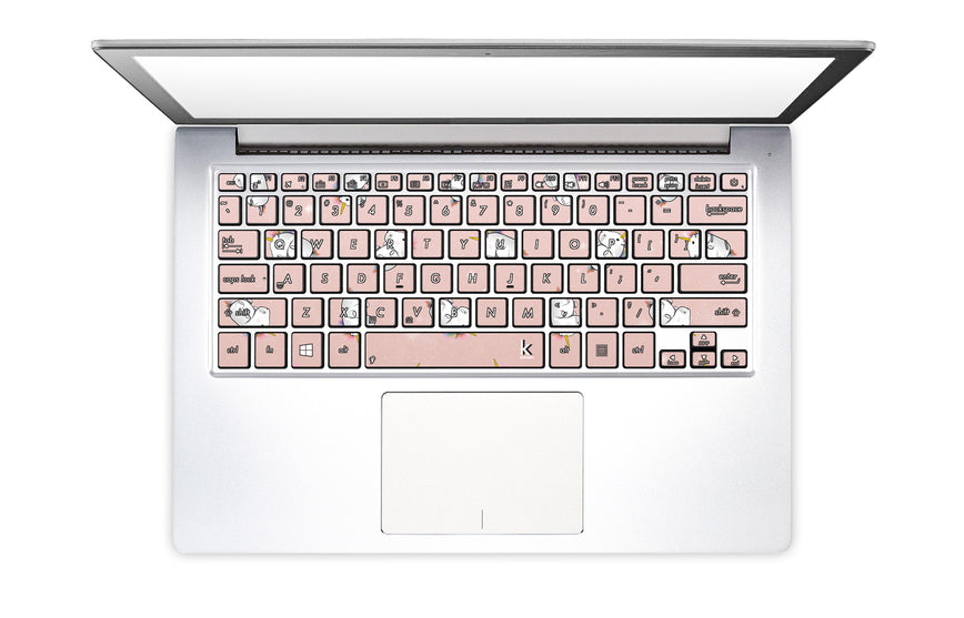 Rose Gold Unicorns Laptop Keyboard Stickers