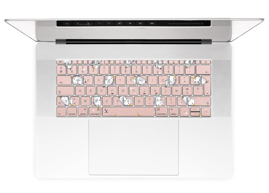 Rose Gold Unicorns MacBook Keyboard Stickers alternate FR