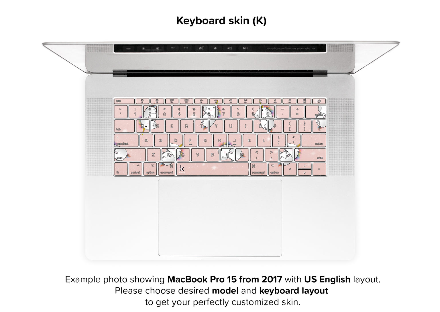 Rose Gold Unicorns MacBook Skin - keyboard stickers