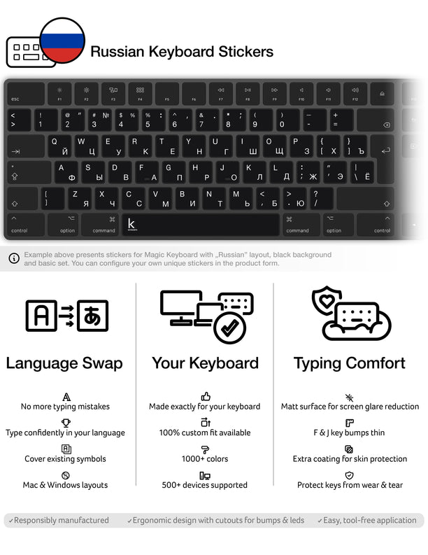 Russian (Cyrillic) Keyboard Stickers