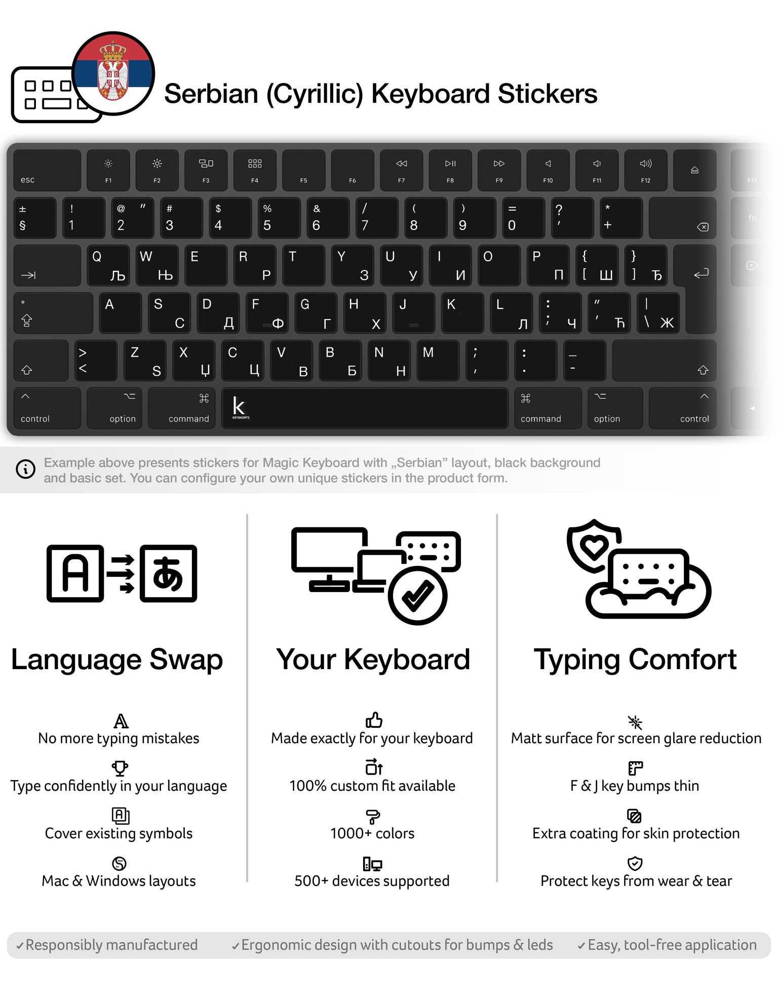 Serbian (Cyrillic) Keyboard Stickers