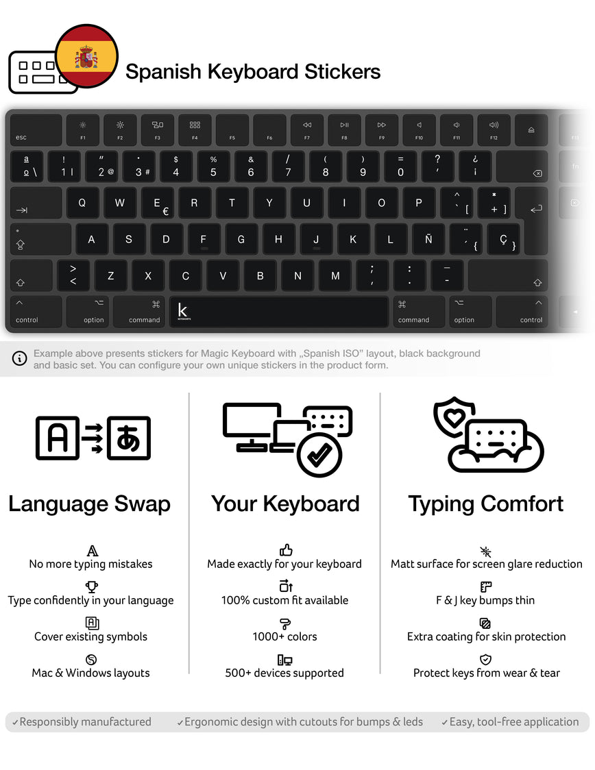 Spanish Keyboard Stickers
