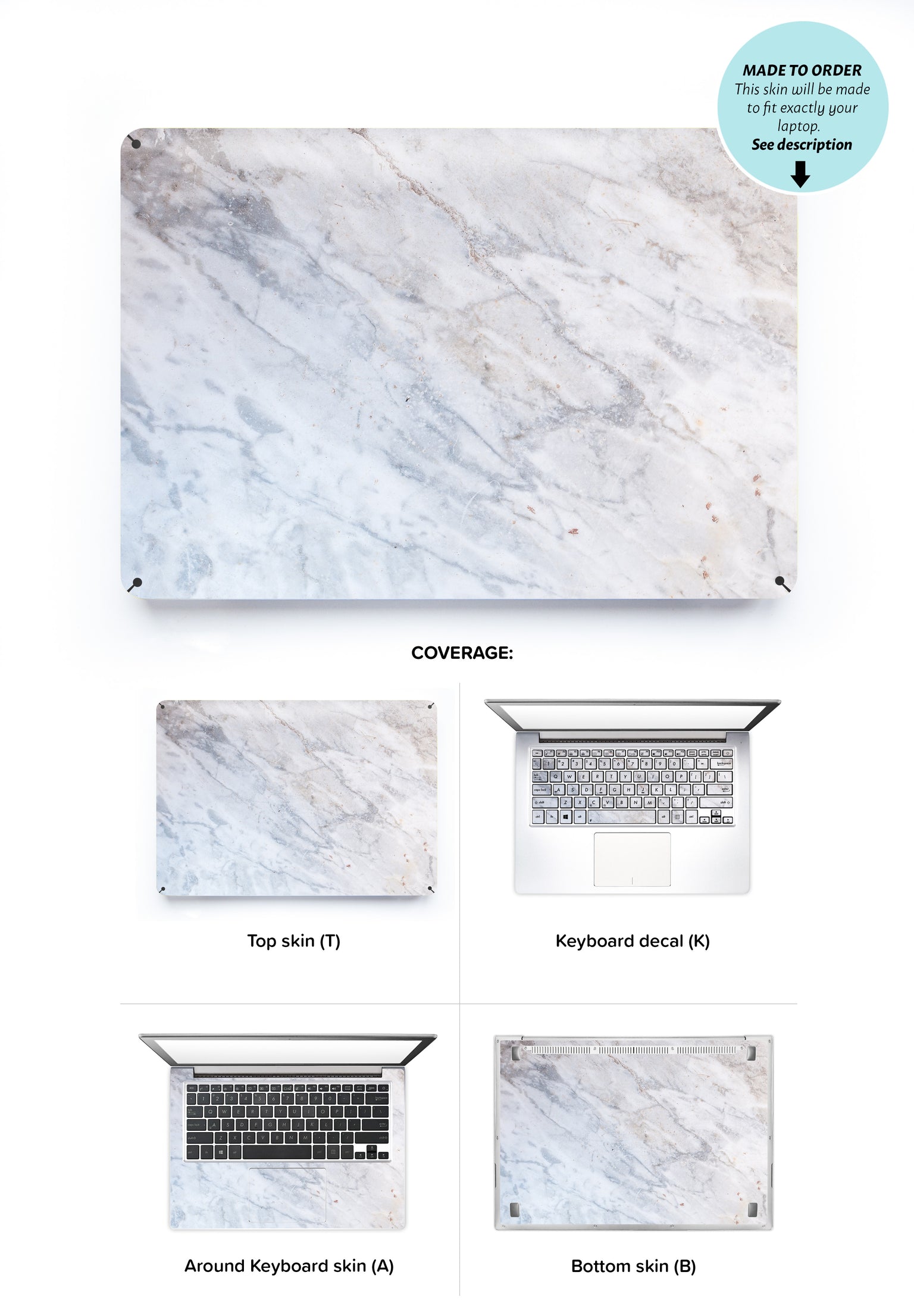 Subtle Marble From Monopoli Laptop Skin