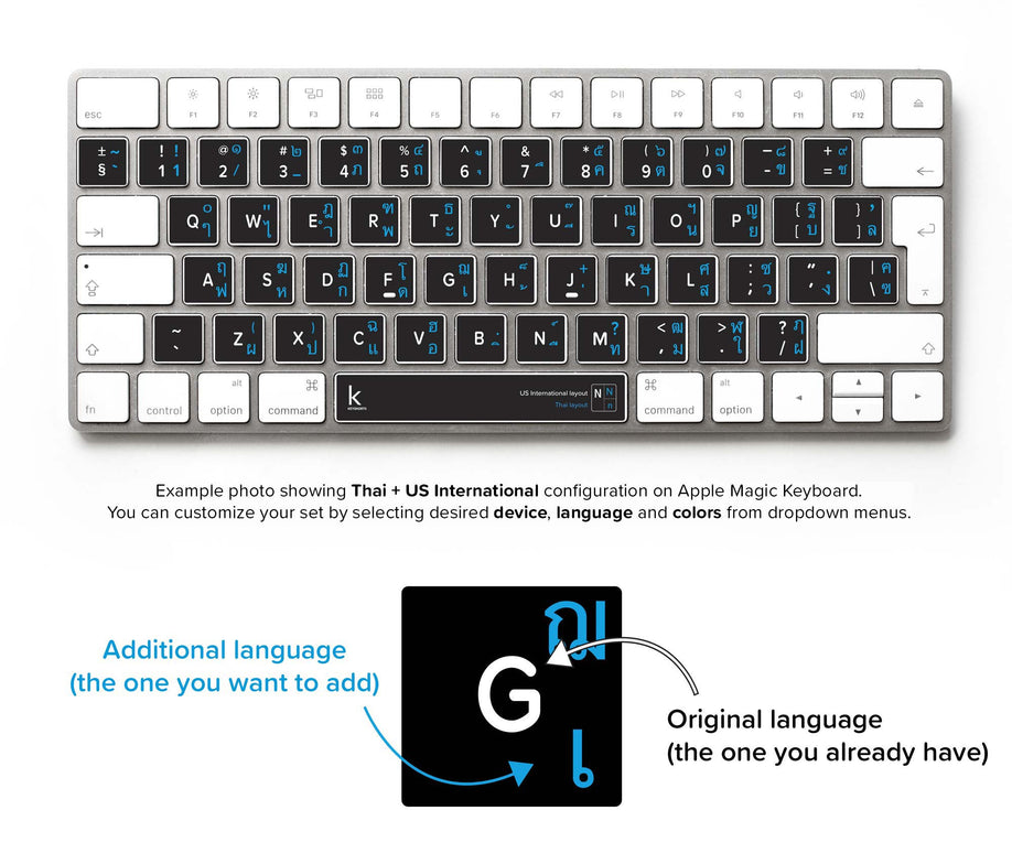 Thai Bilingual Keyboard Sticker For Mac And PC | Keyshorts