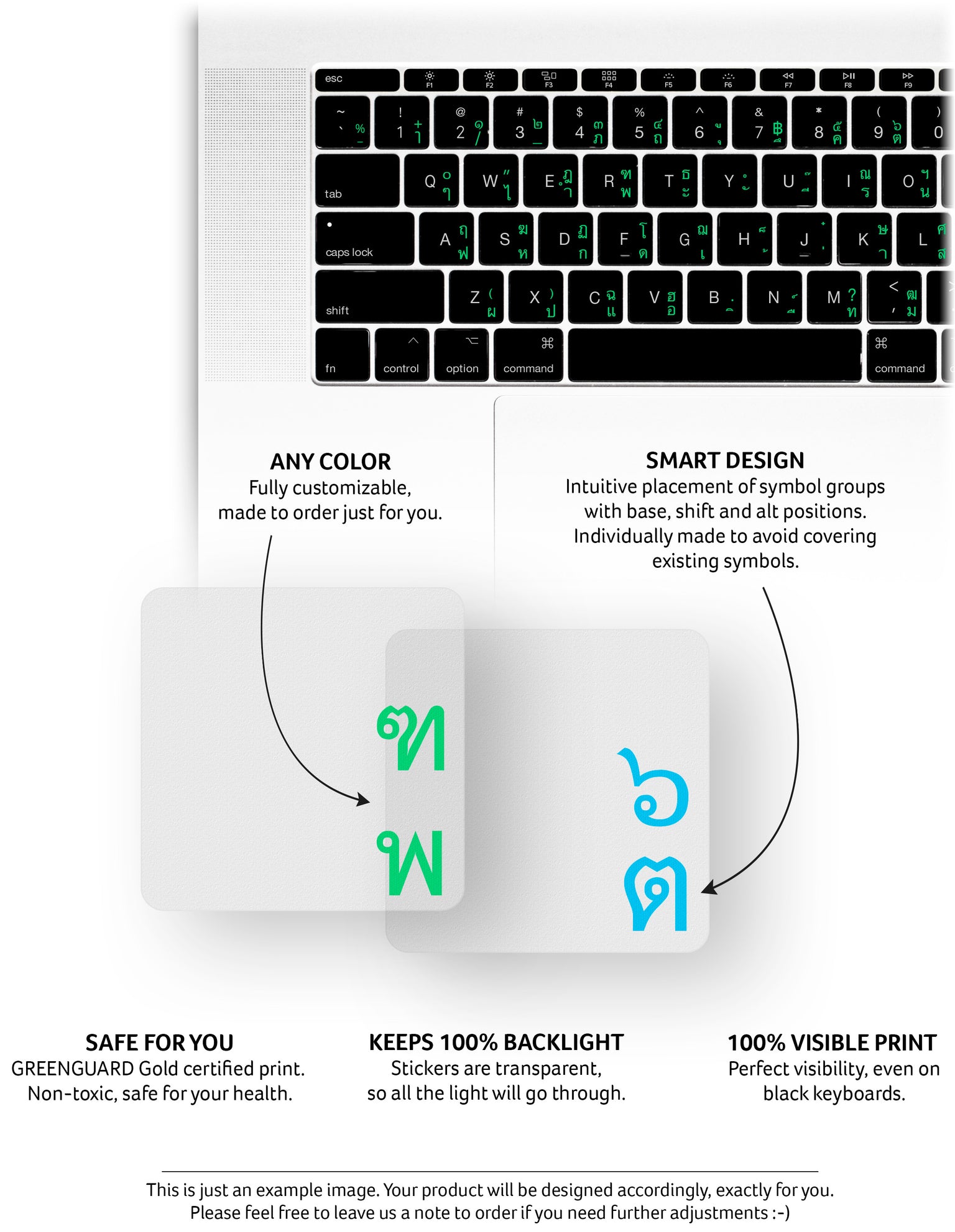 Thai Transparent Keyboard Stickers