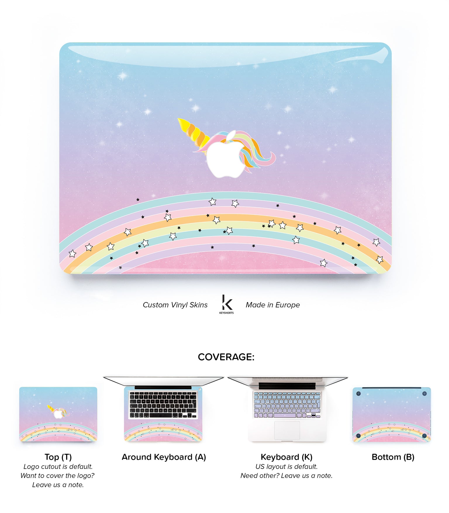 Unicorn Rainbow MacBook Skin