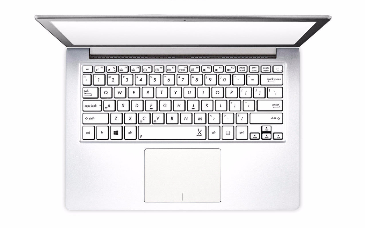 White keyboard stickers presented on laptop